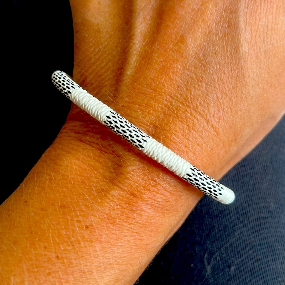 Blue Checkered Leather Bracelet Brand New